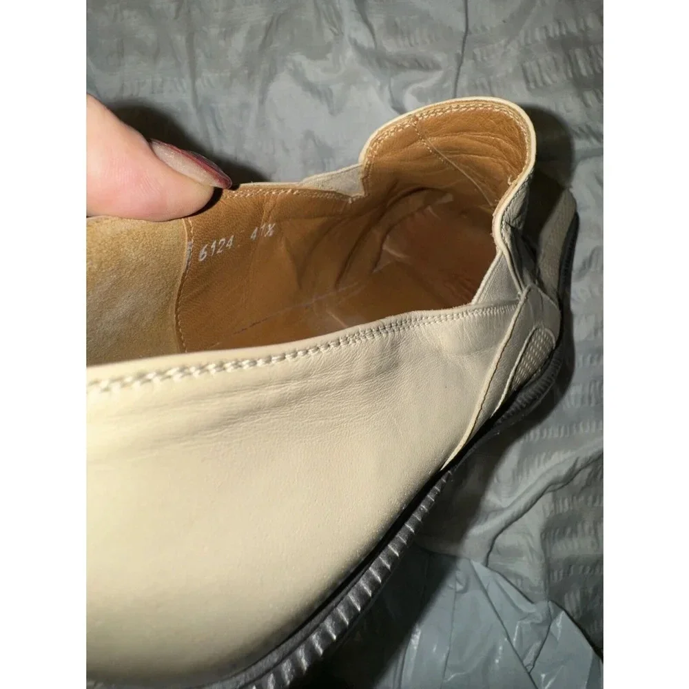 Vittorio Virgili Shoes Made in Italy Square Toe Loafers Off White Sz 11